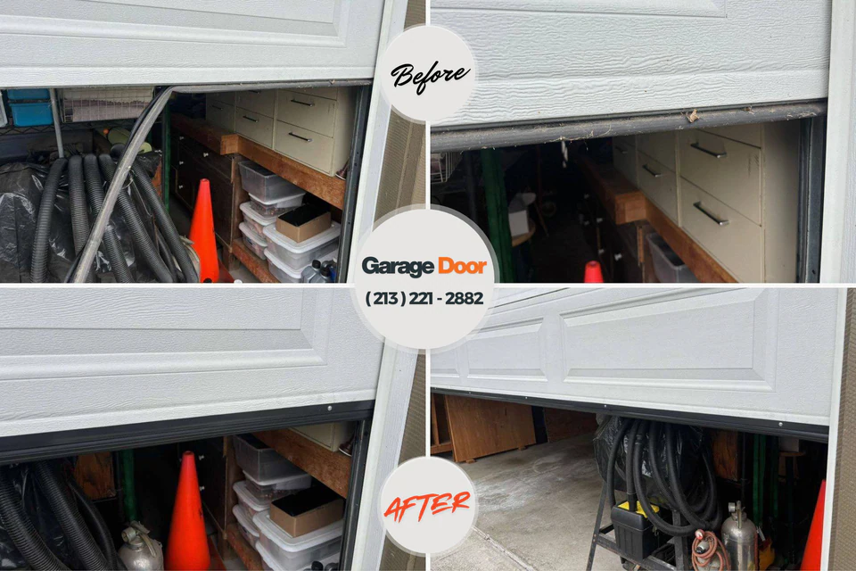 Before and after: garage door repair Goodwater, AL
